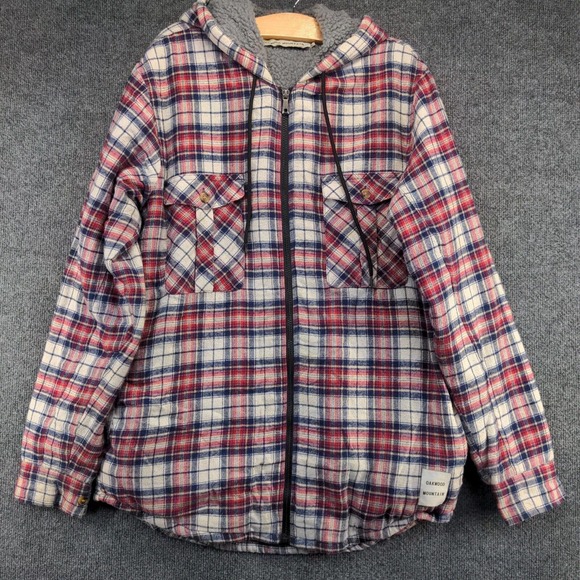 Oakwood Mountain Men's Shacket Jacket Multi Large Long Sleeve Sherpa Lined - Picture 2 of 14